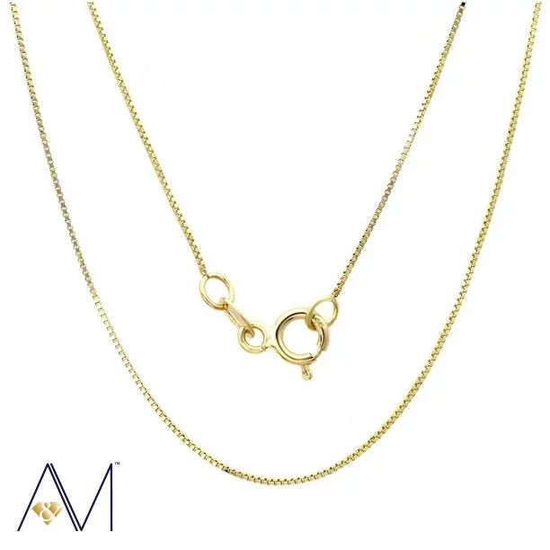 14k Yellow Gold 0.45mm Box Chain Necklace, 16” to 24”, with Spring Clasp, for Women, Girls, U... | Walmart (US)