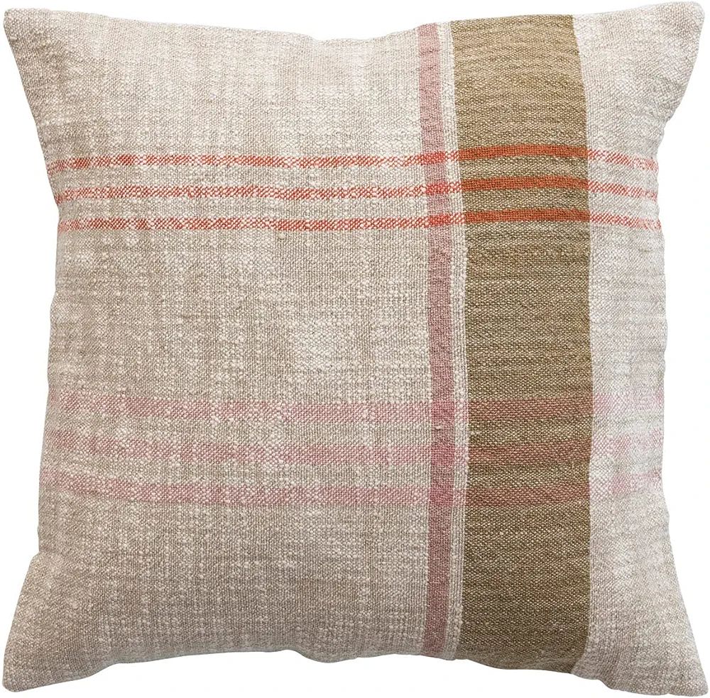 Creative Co-Op Woven Cotton and Linen Plaid Pillow, 28" L x 28" W x 1" H, Multicolor | Amazon (US)