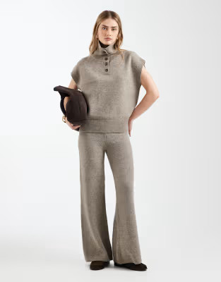 ASOS DESIGN wide leg trouser co-ord in mocha | ASOS (Global)