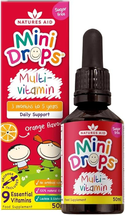 Natures Aid Mini Drops Multi-Vitamin for Babies & Kids 50ml – 9 Essential Vitamins Support Grow... | Amazon (UK)