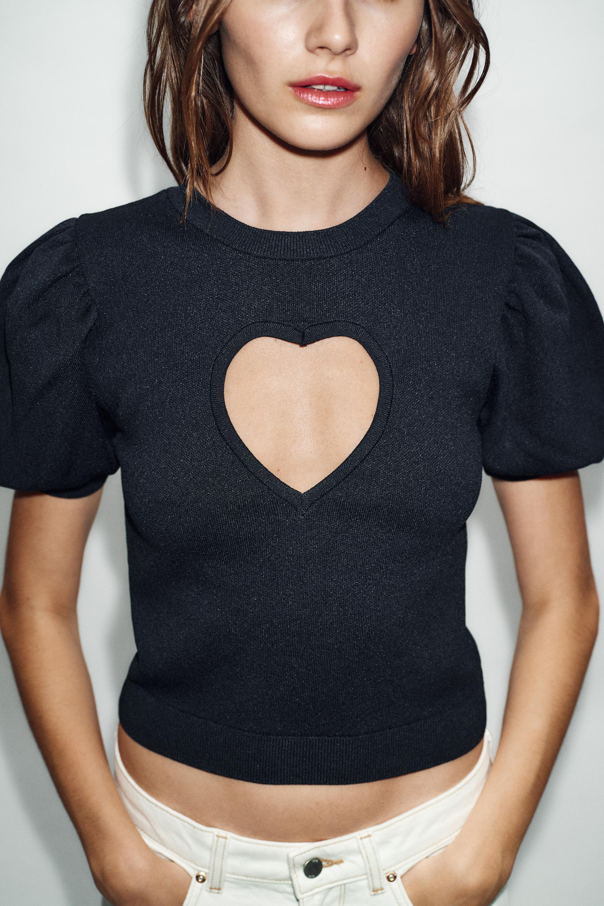 KNIT JUMPER WITH HEART CUT-OUT | Zara UK