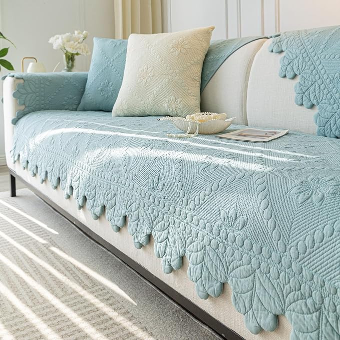 Cotton Quilted Dog Couch Cover for Sofa Farmhouse Rustic Embroidery Sectional Couch Cover Soft An... | Amazon (US)