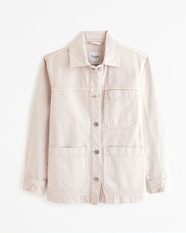 Women's Drapey Denim Shirt Jacket | Women's Coats & Jackets | Abercrombie.com | Abercrombie & Fitch (US)