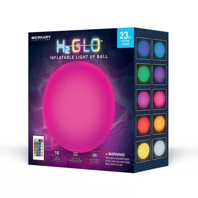Merkury Innovations H2GLO 23.6" Inflatable LED Light-Up Ball with Remote Control (16 Colors + Eff... | Walmart (US)
