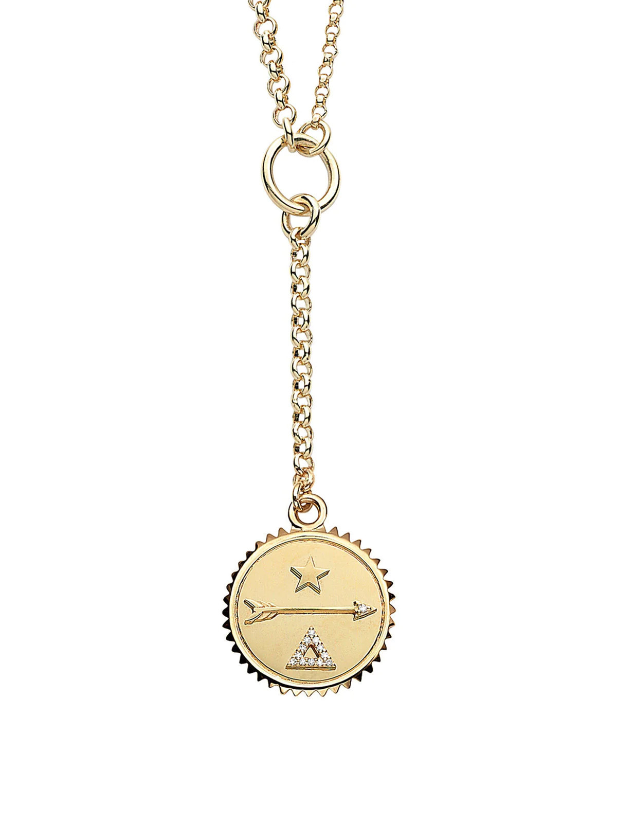 Baby Dream Medallion On Mixed Fine and Small Yellow Gold Belcher Necklace | YLANG 23