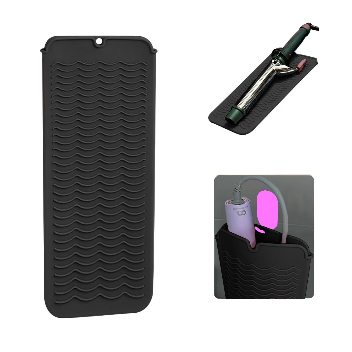 Heat Resistant Silicone Mat with Hanging Hole, Straightener Heat Resistant Travel Mat & Pouch for... | Amazon (US)