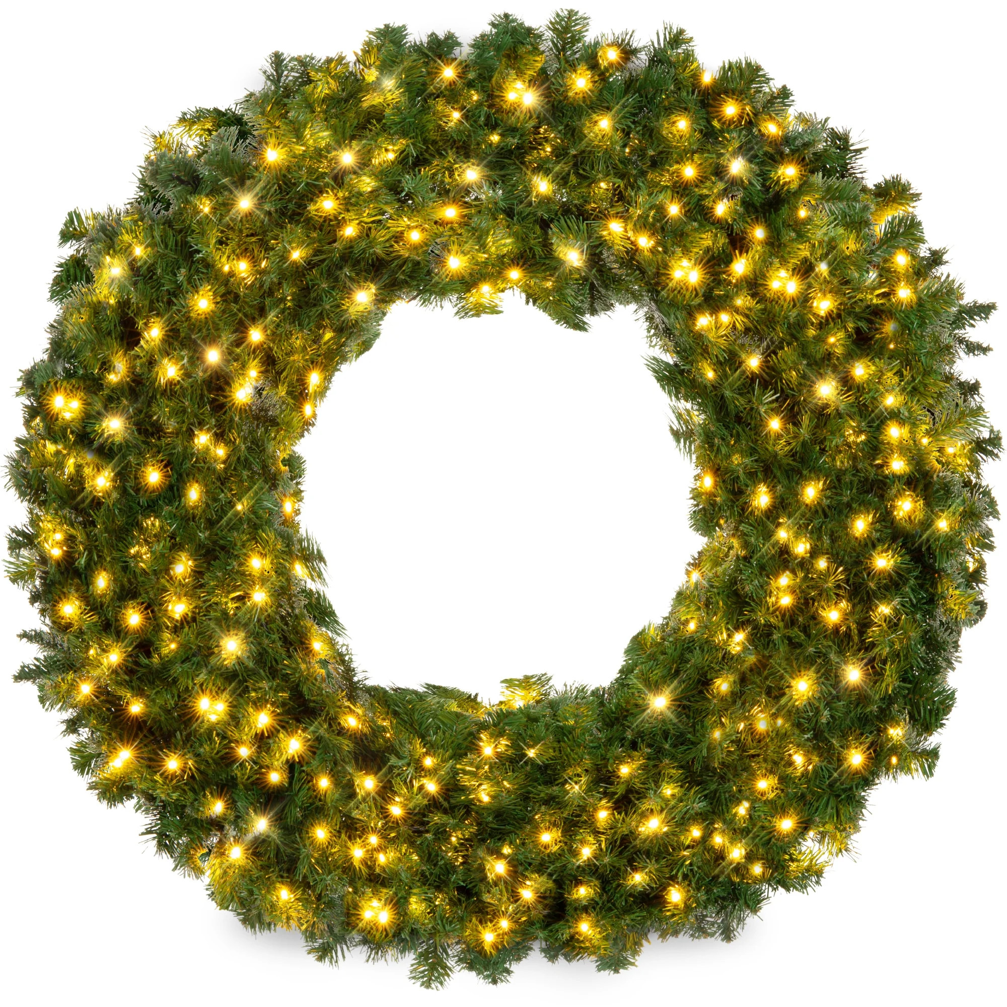 Best Choice Products 24in Artificial Pre-Lit Fir Christmas Wreath Decoration w/ 50 LED Lights, 10... | Walmart (US)
