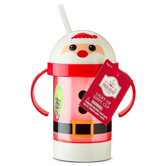 Light-Up Plastic Santa Sippy Cup with Dome Lid and Straw, Red, 16 fl oz, by Holiday Time | Walmart (US)