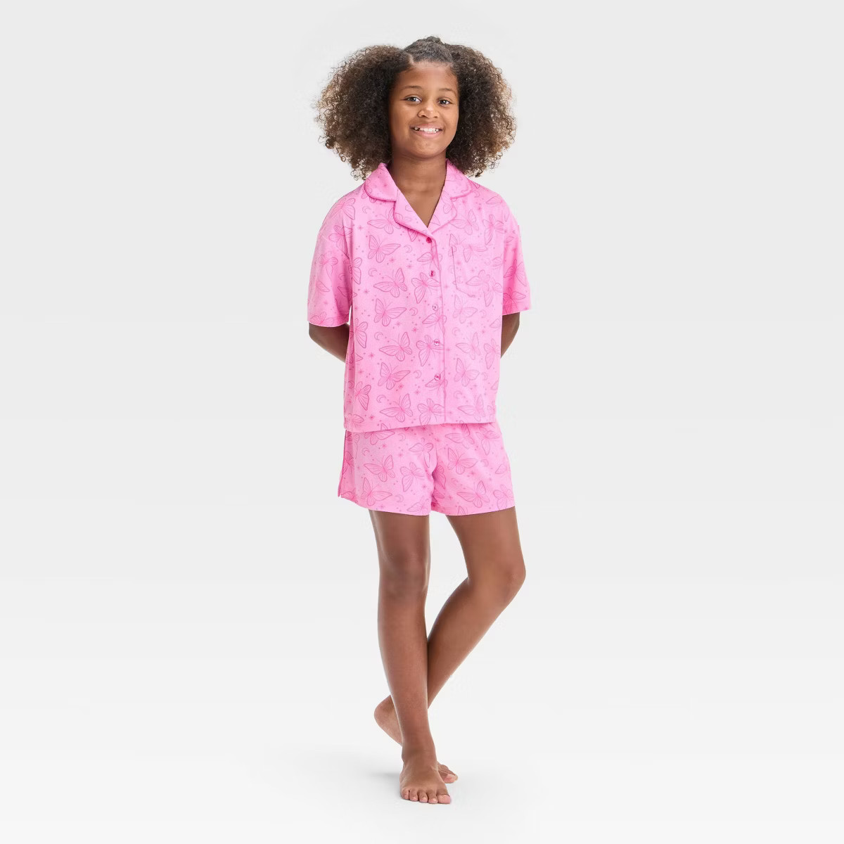 Girls' Short Sleeve Button-Up Pajama Set - art class™ | Target