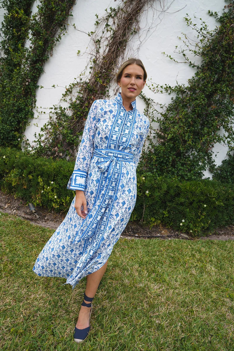 Meg Braff x SUE SARTOR Marrakech Kaftan | Cerulean/Navy Nanking | SUE SARTOR