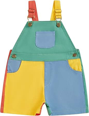 Chloefairy Toddler Boy Girl Overalls Colorful Patchwork Romper Suspender Overall Shorts Summer St... | Amazon (US)