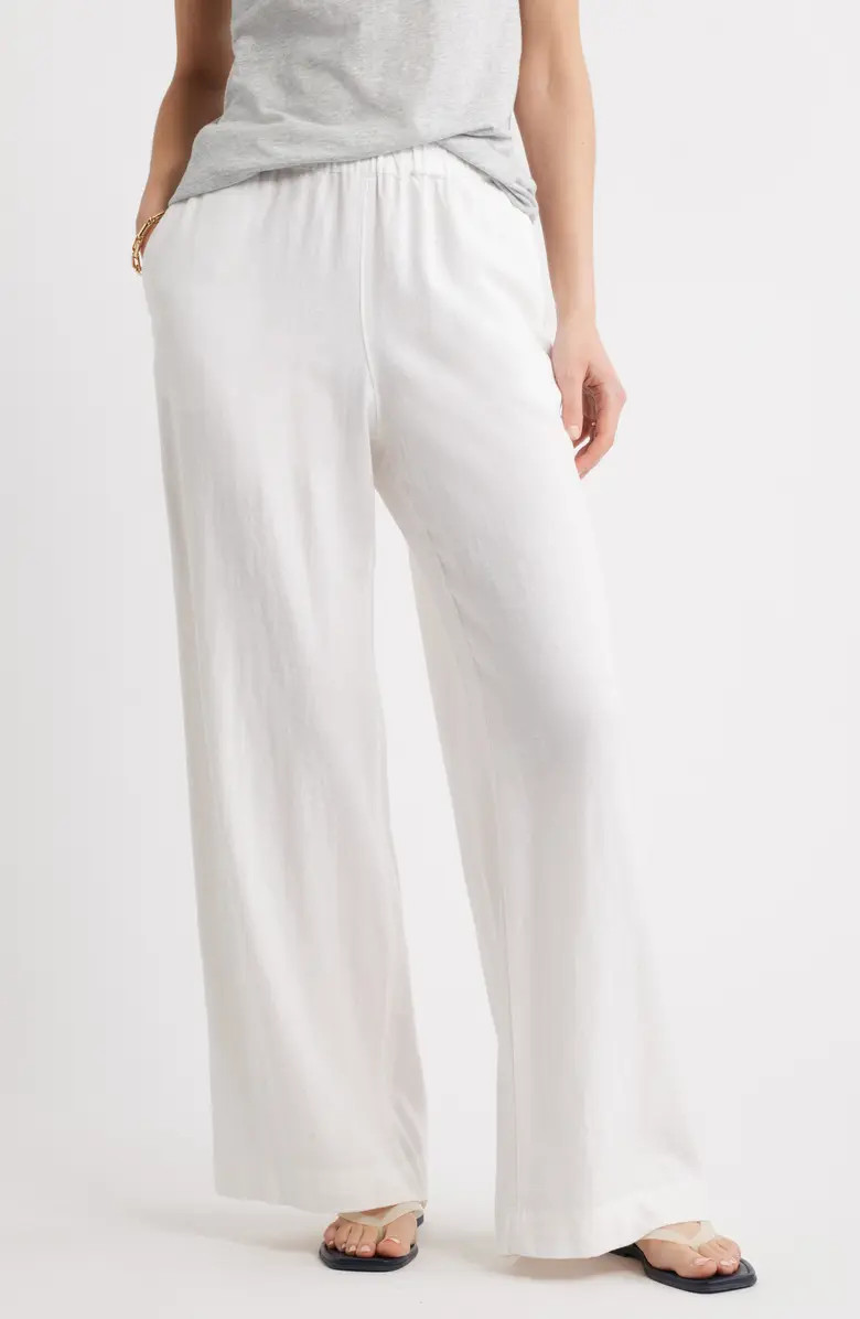 Caslon® Wide Leg Pull-On Linen Blend Pants | Nordstrom | Nordstrom