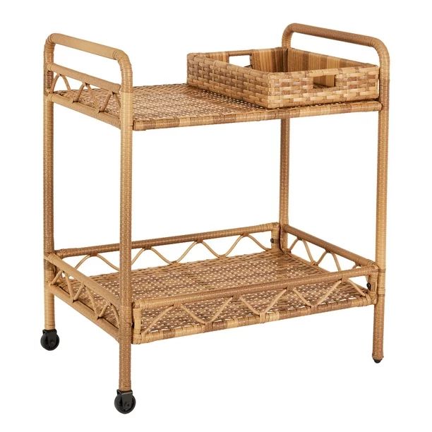 Better Homes & Gardens Willow Sage Steel Wicker Bar Cart, Brown | Walmart (US)