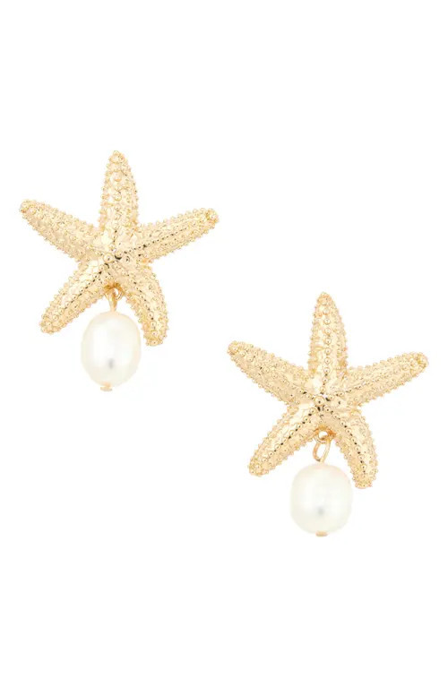 BaubleBar Mariam Freshwater Pearl Starfish Earrings in Gold at Nordstrom | Nordstrom