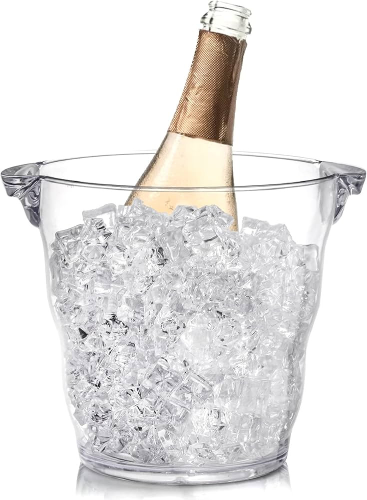 Dicunoy Ice Bucket, 4 Liter Plastic Champagne Bucket Chiller, Thick Clear Beverage Tubs with Hand... | Amazon (US)