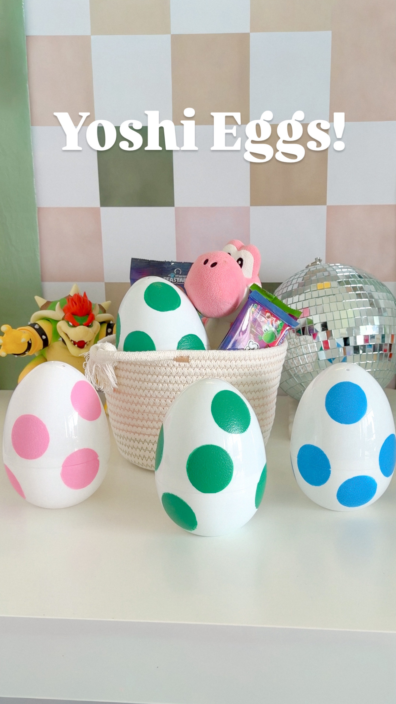 DIY Yoshi Eggs with 2 items! So easy to make and so cute for any Mario fan. #mariogalaxy #mariomovie #yoshi 

 #LTKKids