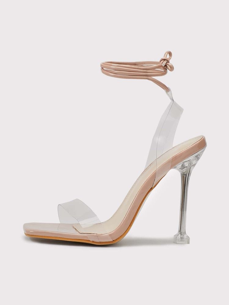 Clear Strap Tie Leg Design Stiletto Heeled Sandals | SHEIN
