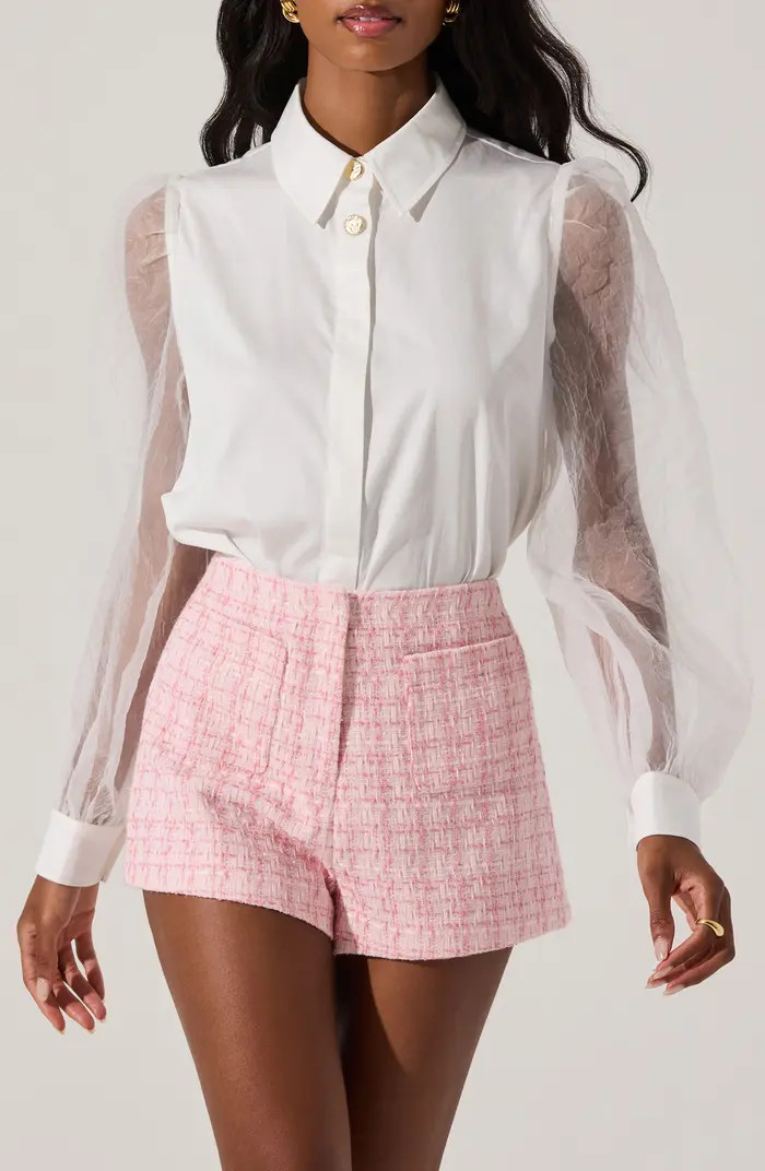 ASTR the Label Sheer Sleeve Shirt | Nordstrom | Nordstrom