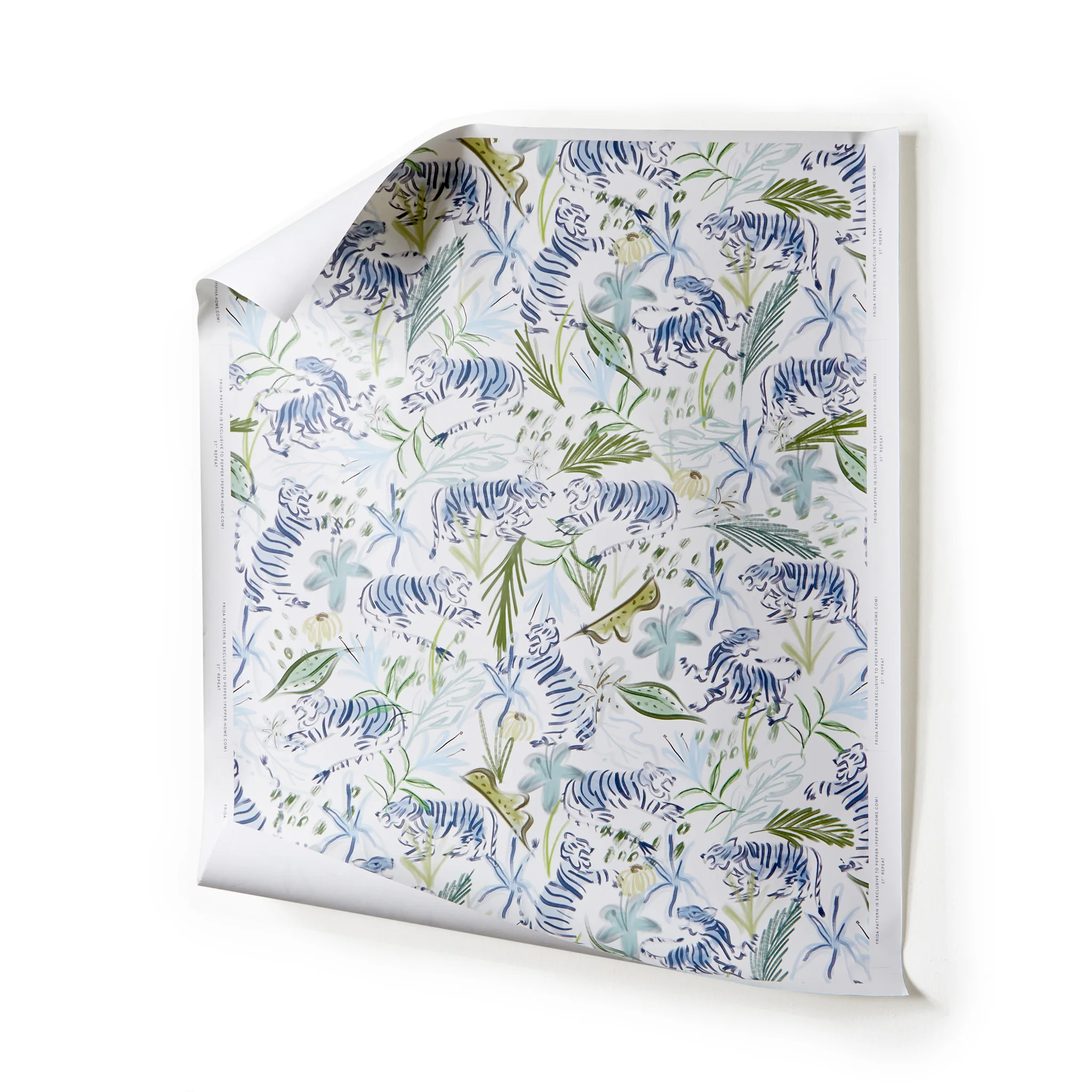 Green Clay Wallpaper With Chinoiserie Tiger Print | Pepper