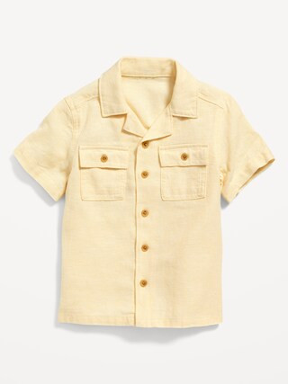 Short-Sleeve Linen-Blend Camp Shirt for Toddler Boys | Old Navy (US)