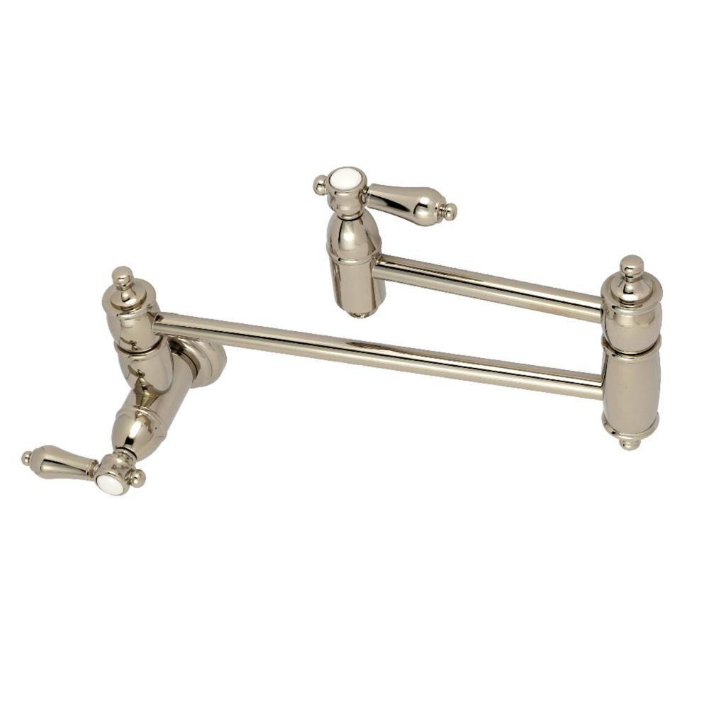 Heirloom Wall-Mounted Potfiller Lever Handle in Polished Nickel | The Home Depot