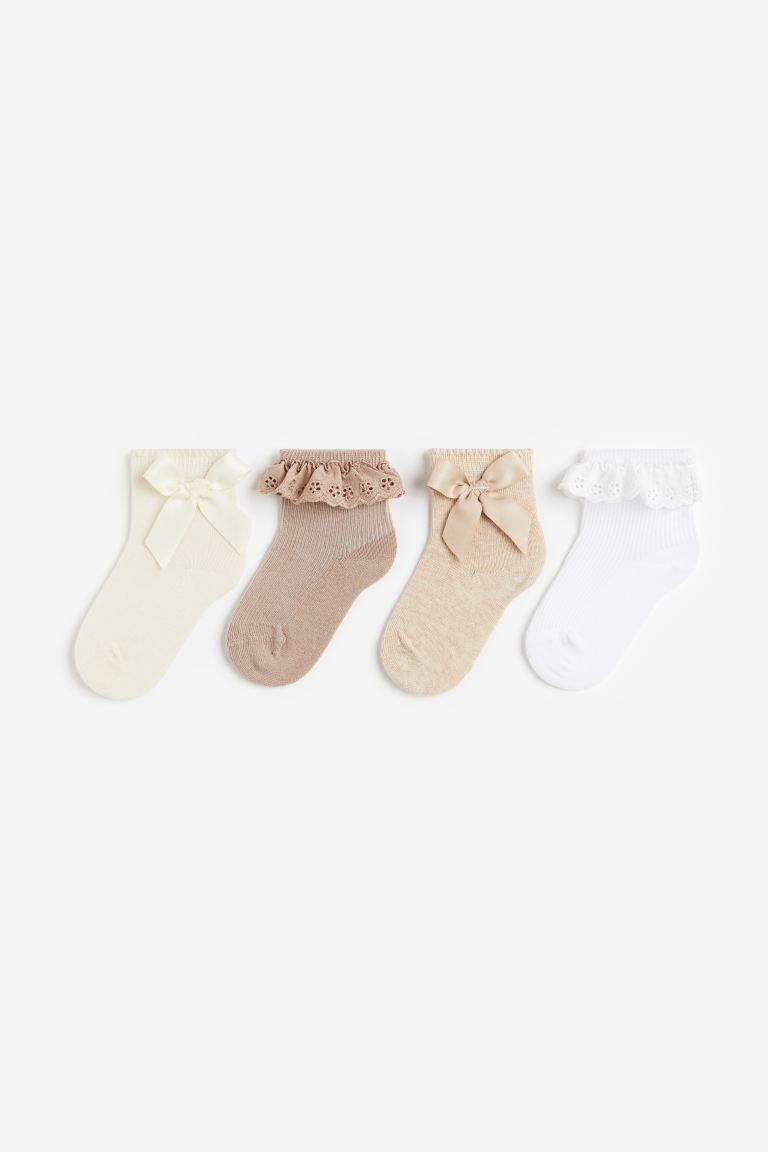 4-pack Socks - Beige/white - Kids | H&M US | H&M (US + CA)