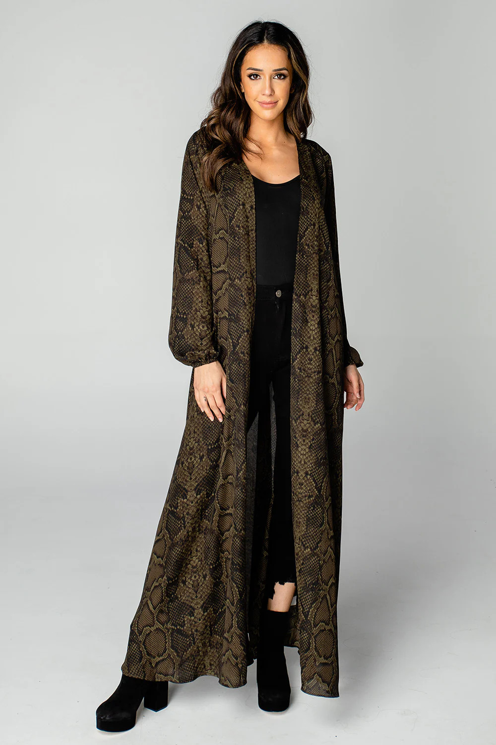 Stoney Long Sleeved Duster - Olive | BuddyLove