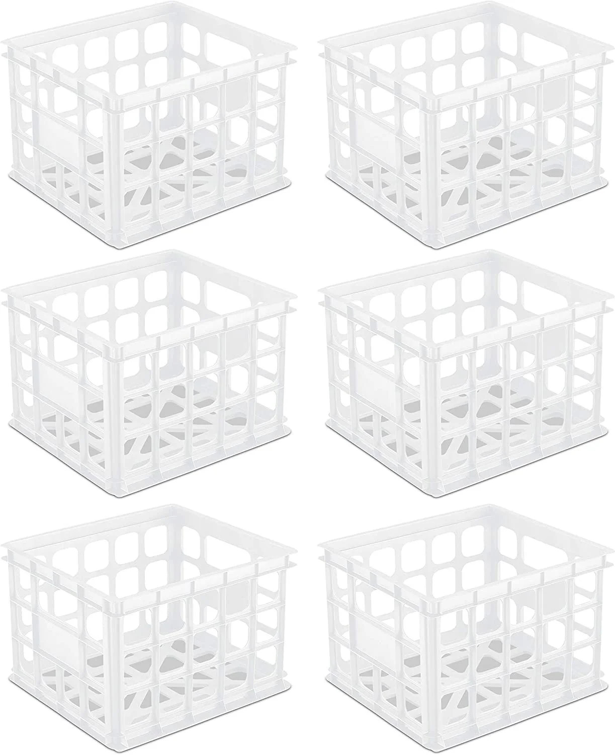 Sterilite 16928006 Storage Crate, White, 6-Pack - Walmart.com | Walmart (US)
