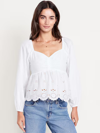 Long-Sleeve Eyelet Top | Old Navy (US)