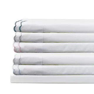 Percale Cotton Double Scalloped Embroidered Crisp Sheet Set - Bed Bath & Beyond - 35091598 | Bed Bath & Beyond