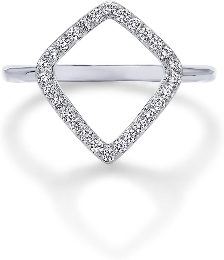 PAVOI 14K Gold Plated Two Toned Mixed Metals Diamond Shaped Geometric Ring for Women with Cubic Z... | Amazon (US)