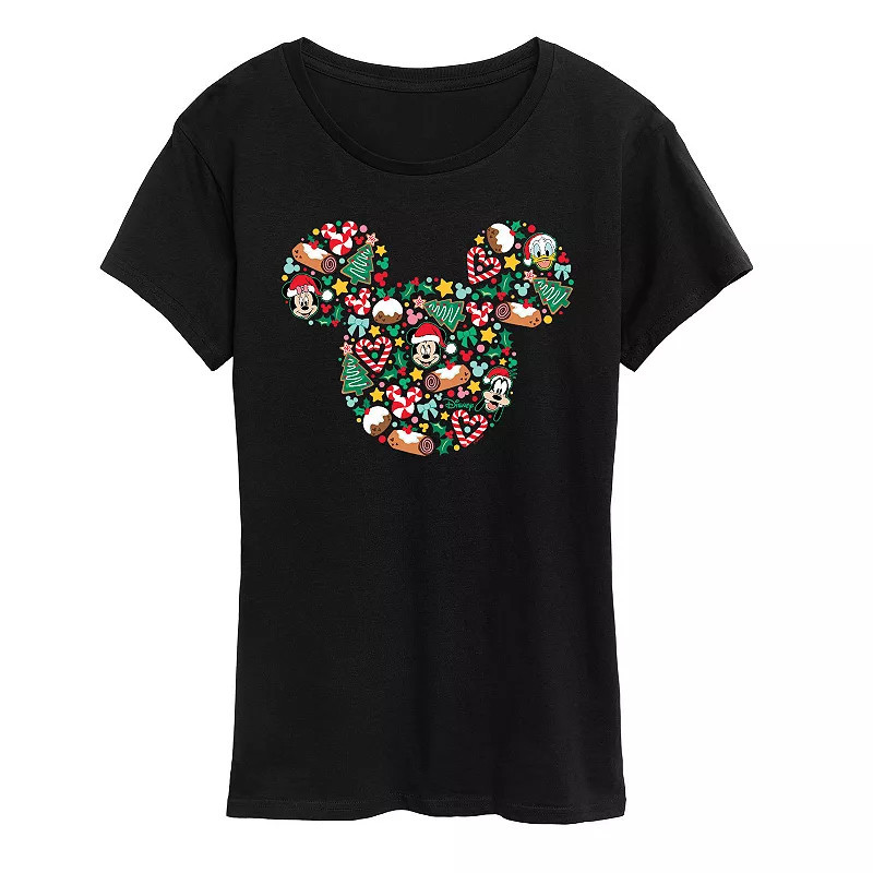 Disney's Mickey Mouse Women's Silhouette Christmas Graphic Tee, Girl's, Size: XXL, Black | Kohl's