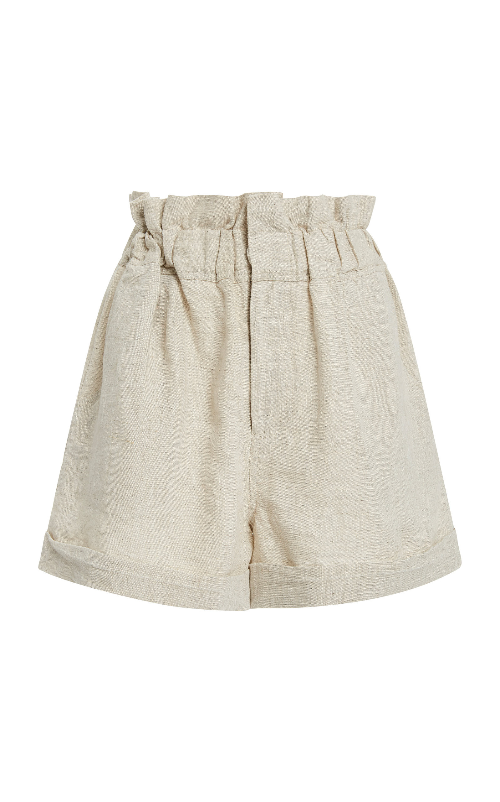 Posse - Women's Exclusive Ducky Oversized Paperbag-Waist Linen Shorts - Neutral - L - Moda Operandi | Moda Operandi (Global)