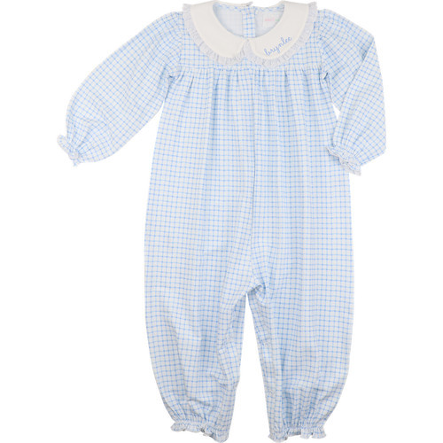 Blue Knit Windowpane Long Bubble | Cecil and Lou