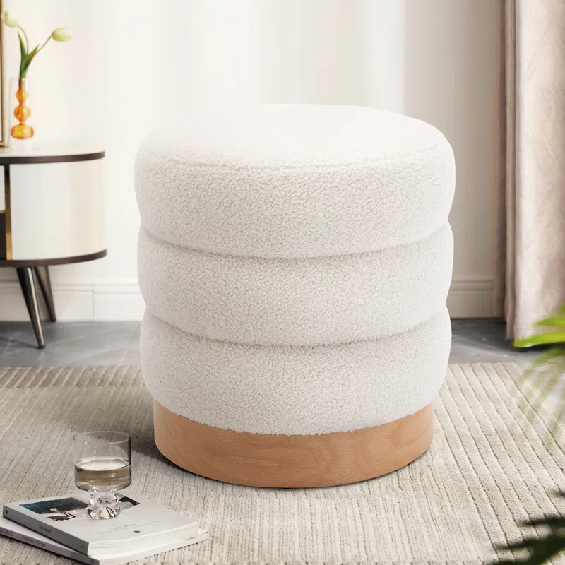 Carra 18'' Wide Round Upholstered Pouf Ottoman | Wayfair North America
