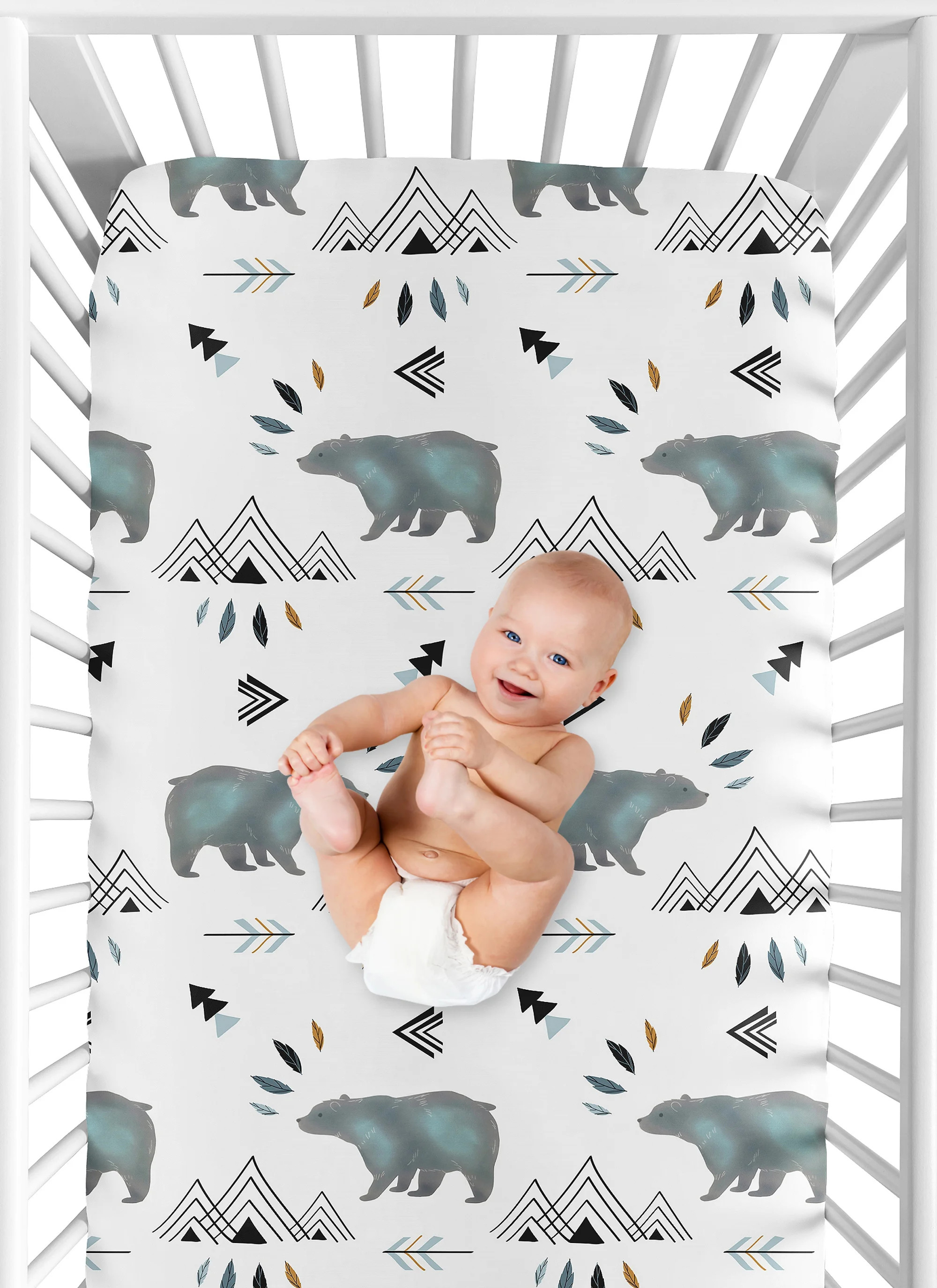 Sweet Jojo Designs Bear Mountain Fitted Crib Sheet & Reviews | Wayfair | Wayfair North America