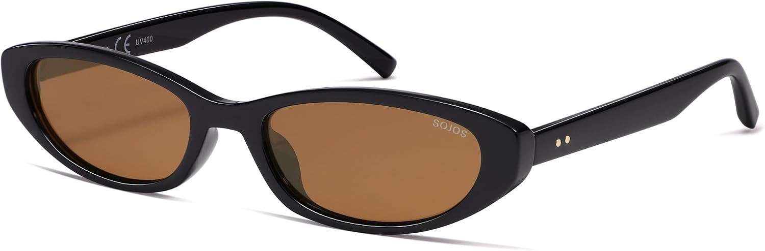 SOJOS Trendy Small Thin Y2k Cat Eye Polarized Sunglasses Womens Mens, 80s 90s Retro Oval Sunnies SJ2664 | Amazon (US)