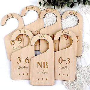 HOUÍSM Wooden Baby Closet Size Dividers 7Pack, Baby Clothes Organizers Home Nursery Decor, Thick... | Amazon (US)