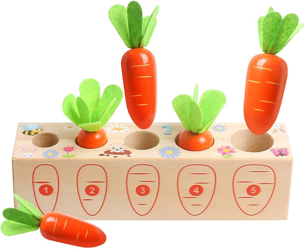 Montessori Carrot Harvest Game Wooden Toys for Baby Boys & Girls 12-18 Months,Early Educational L... | Amazon (US)