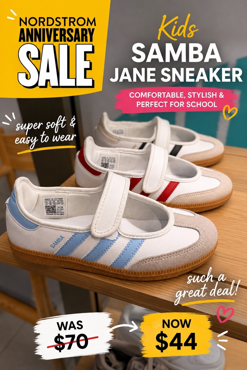 Kids Samba Jane Sneaker! 
Such a great deal! Super soft and comfortable! ♥️ 
#backtoschool #shoes #samba #nordstromfinds#kidssamba #nordstromanniversay #kidsstyle #kidsoutfit #backtoschoolshoes

#LTKootd #LTKmomlife #LTKKids