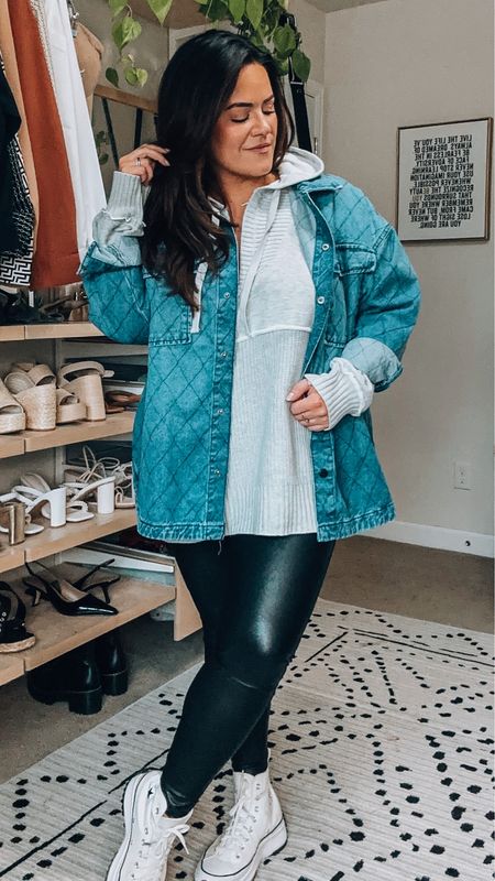 Walmart fashion fall midsize outfit 
Denim shacket xl 
Cozy sweater tunic xl runs oversized could have done a large 
Faux leather leggings xl 


#LTKSeasonal #LTKunder50 #LTKcurves