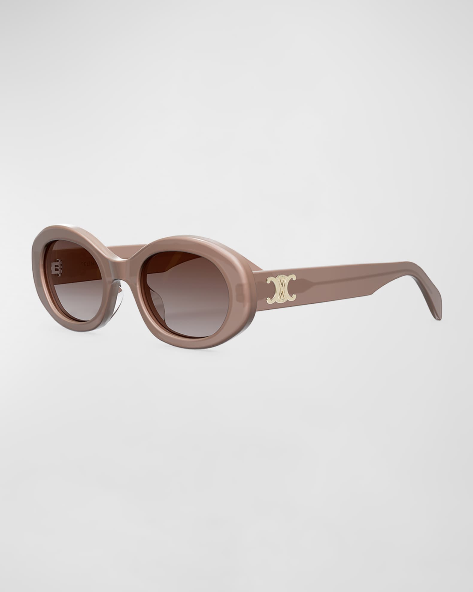 Triomphe Logo Oval Acetate Sunglasses | Neiman Marcus