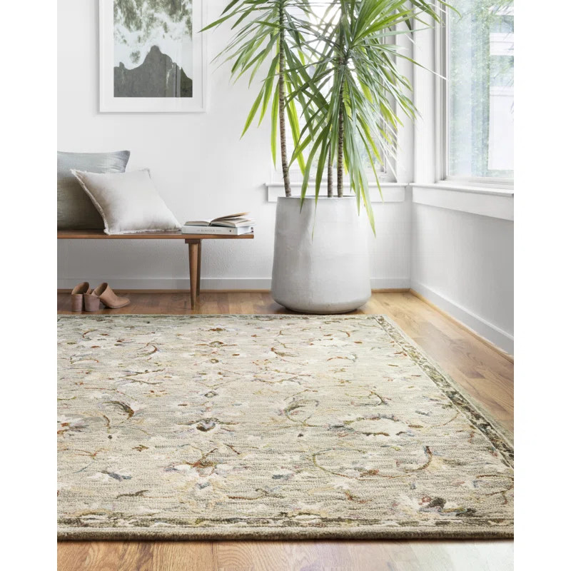 Gabrielo Area Rug in Gray/Ivory/Dark Green | Wayfair North America