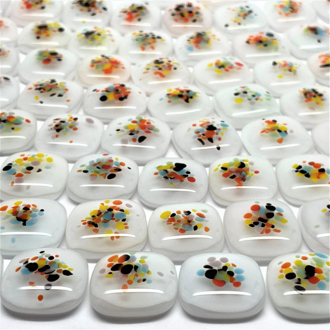 FUSED Stained Glass Tiles, Lg, 8pcs, SPRINKLES, White - Etsy | Etsy (US)