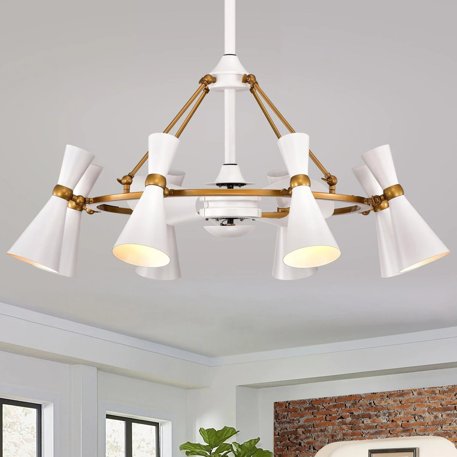 Warehouse Of Tiffany Prin Matte White And Gold 3 Blade Fandelier CFL-8461WG - Walmart.com | Walmart (US)