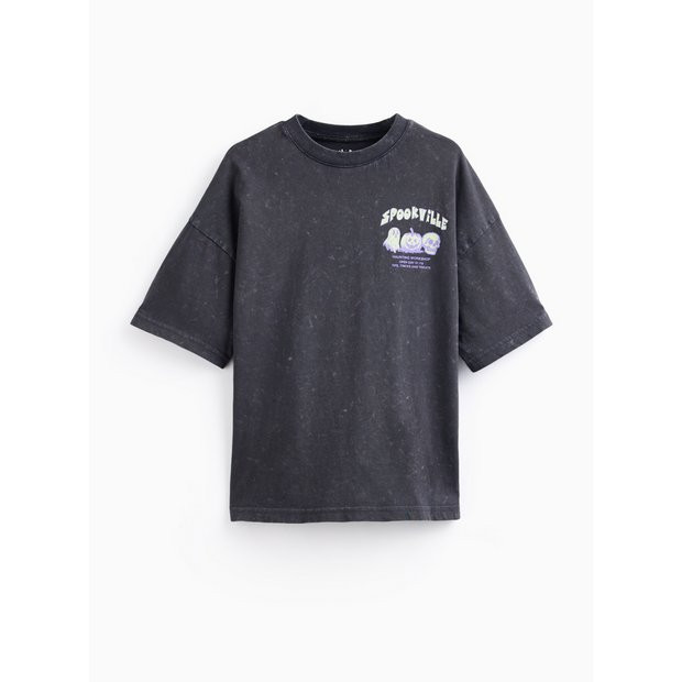 Buy Grey Spookyville Graphic Acid Wash T-Shirt 7 years | T-shirts and shirts | Tu | Tu Clothing