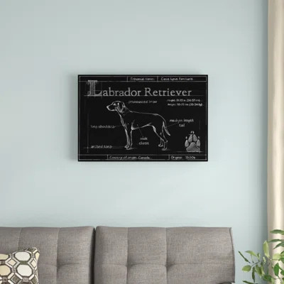 'Blueprint Labrador Retriever' Painting on Canvas Winston Porter Size: 20" H x 30" W x 1.25" D | Wayfair North America