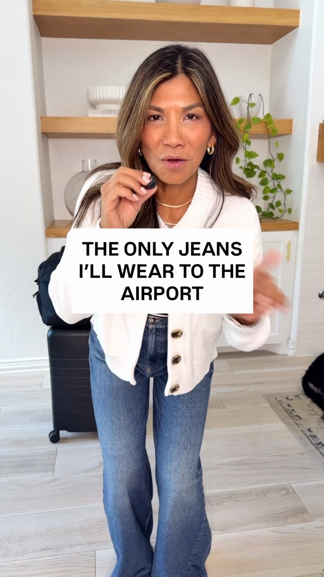 I’m 5’2” 118#ish for reference 
Jeans size down- wearing size 25. Wash is called Venice. These are ankle length but it’s full length on me. I will also linked regular length jeans from same brand- for the regular length the closet wash is called Kimber. 

Striped tee in small tts.
Cardigan in size XS(size down-runs big). 
Shoes Adidas Spezial size down.
Carry-on luggage is expandable, the regular size 
Personal  bag is linked.
Airport outfit, travel outfit, over 50 style, midlife fashion, petite fashion,midlife women, affordable fashion, fashion over40

#LTKTravel #LTKOver40 #LTKPetite