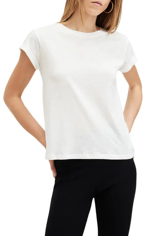 AllSaints Anna Crewneck Cotton T-Shirt in Chalk White at Nordstrom, Size Large | Nordstrom