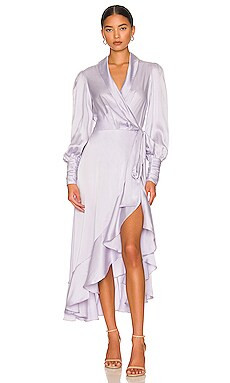 Zimmermann Silk Wrap Midi Dress in Lilac from Revolve.com | Revolve Clothing (Global)